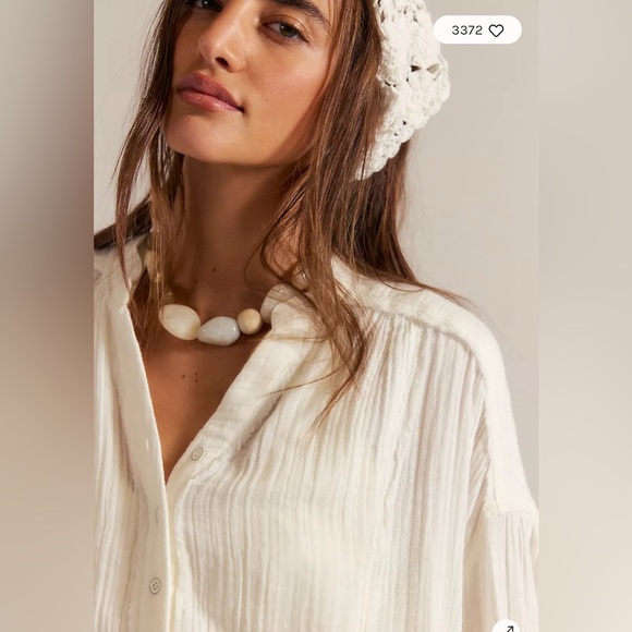 NWT** Free People We The Free Valley Cotton Doublecloth Button-Up Shirt XS - Picture 2 of 14